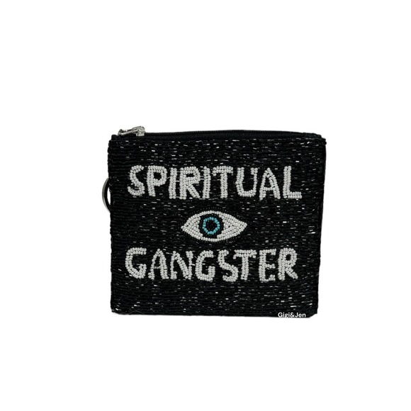 Gigi Spiritual Ganster Small Pouch Key Ring Evil Eye Design Black/White New - Picture 1 of 5